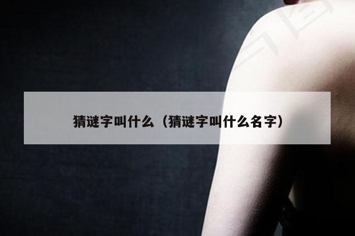 猜谜字叫什么（猜谜字叫什么名字）